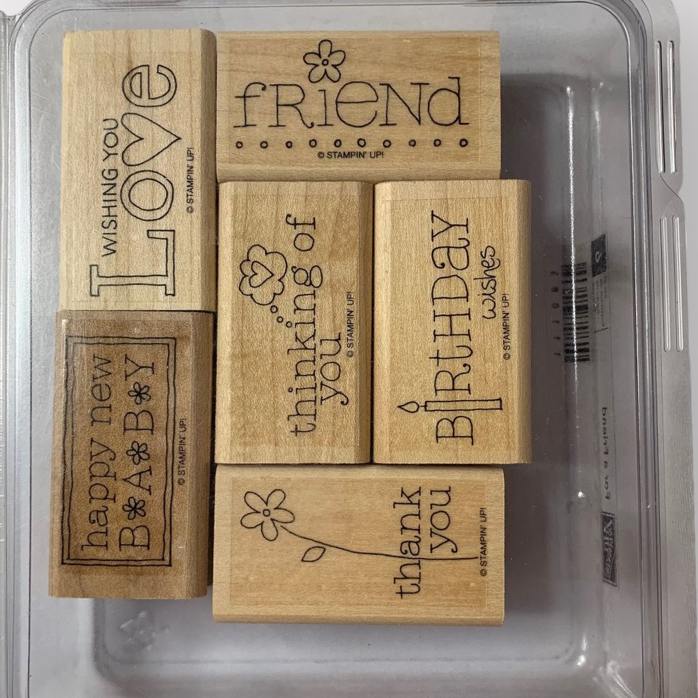 Stampin' Up FOR A FRIEND Mounted Wood Stamp Set RETIRED 2005